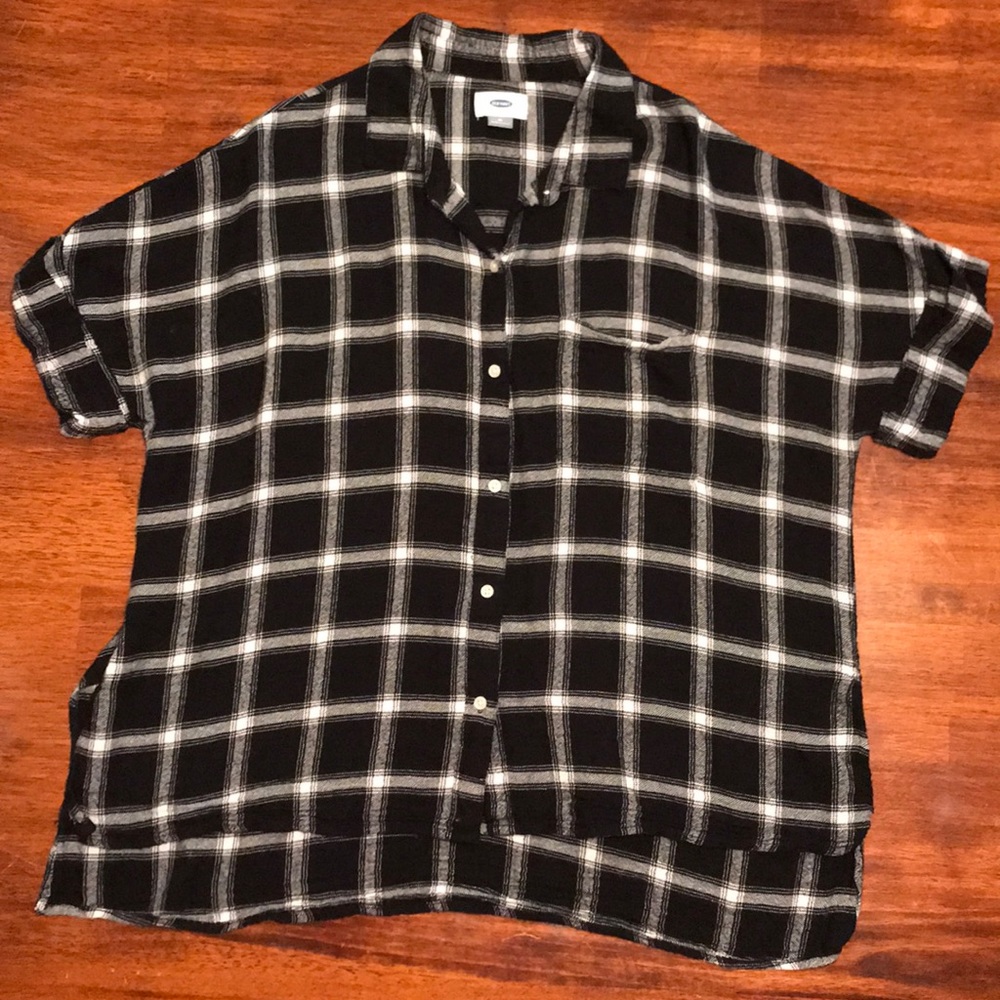 Plaid short sleeved oversized flannel